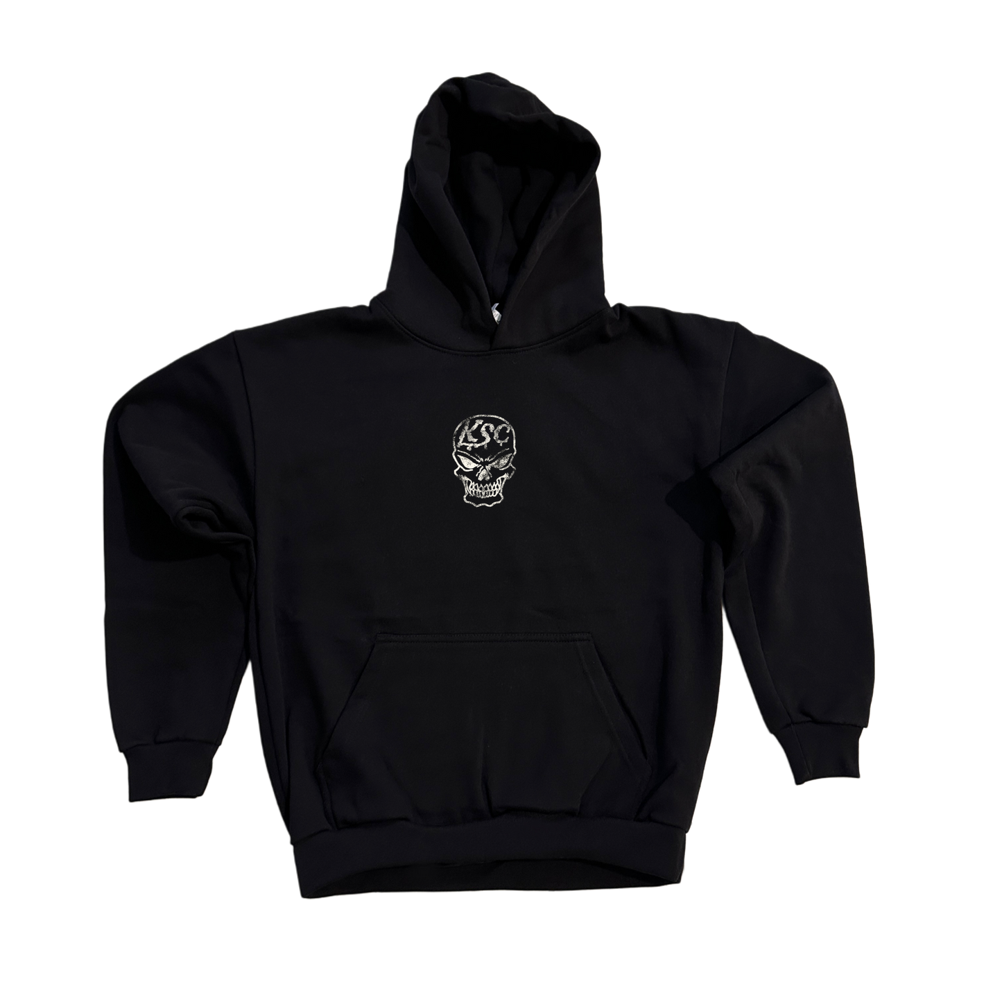 Black hoodie with white skull with white text on it reading “KSC”