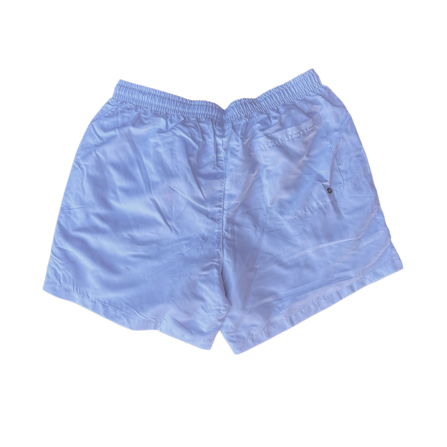 Back view of plain white trunks