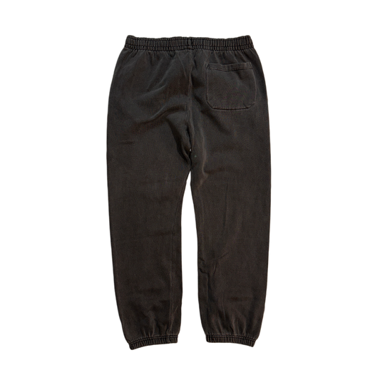 Back view of gray plain cuffed joggers 