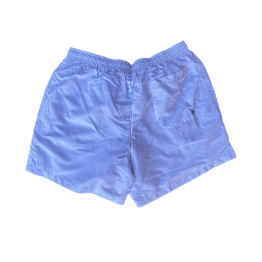 Back view of plain white trunks 