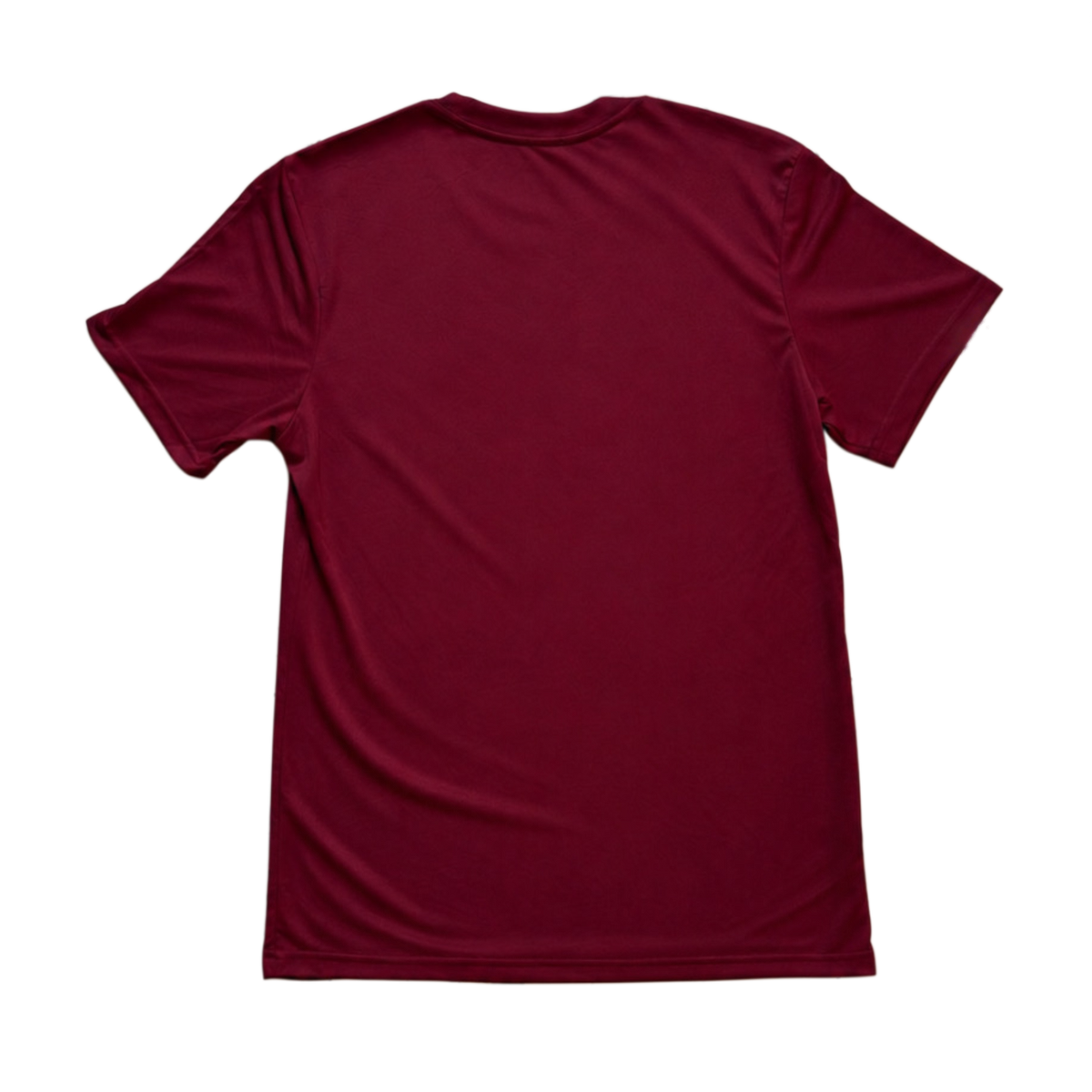 Back view of maroon dry fit shirt 