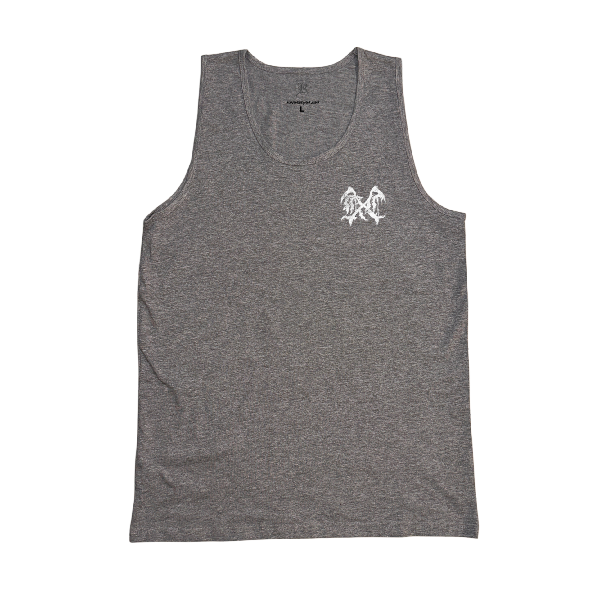 Gray tank top with white logo 