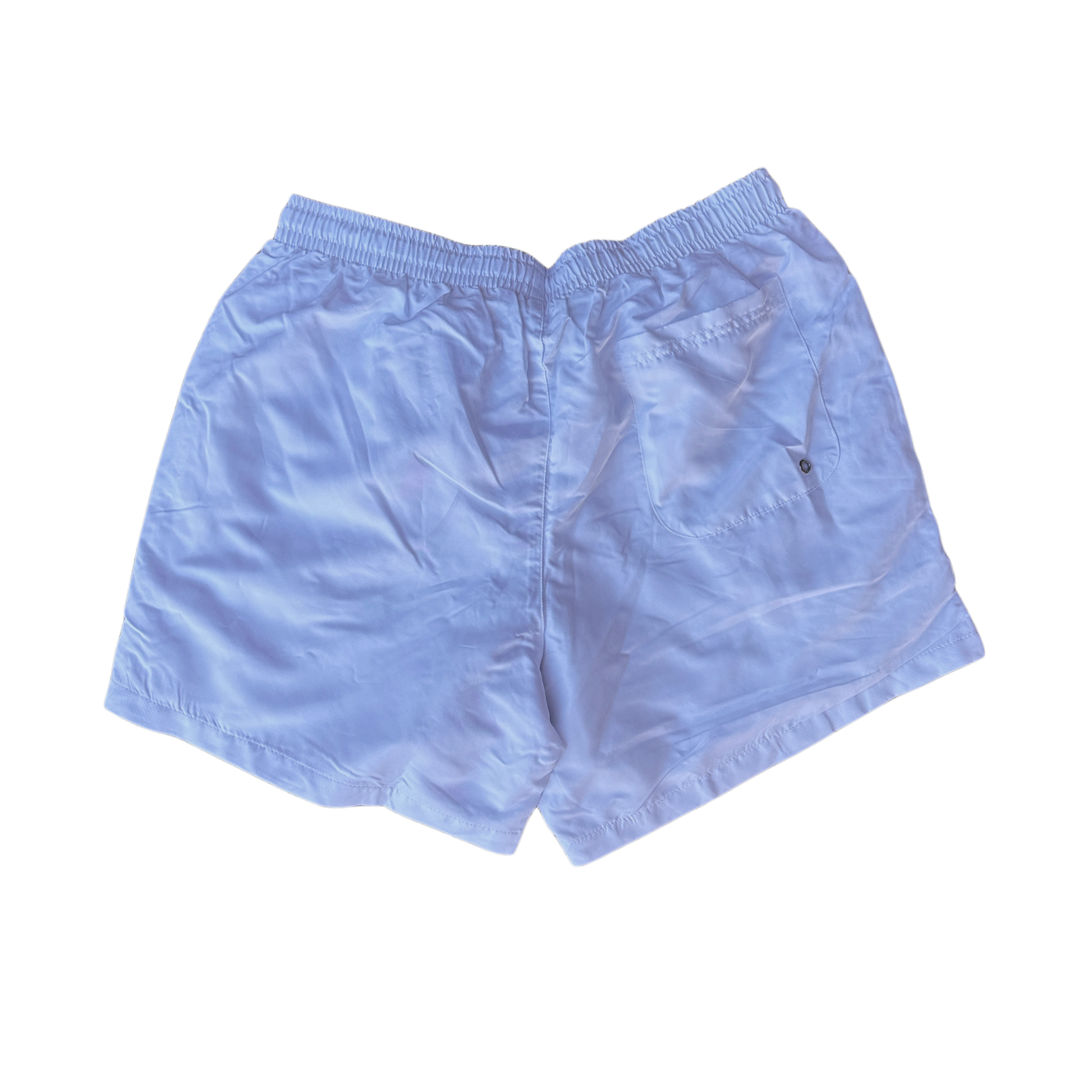 Back view of plain white trunks 