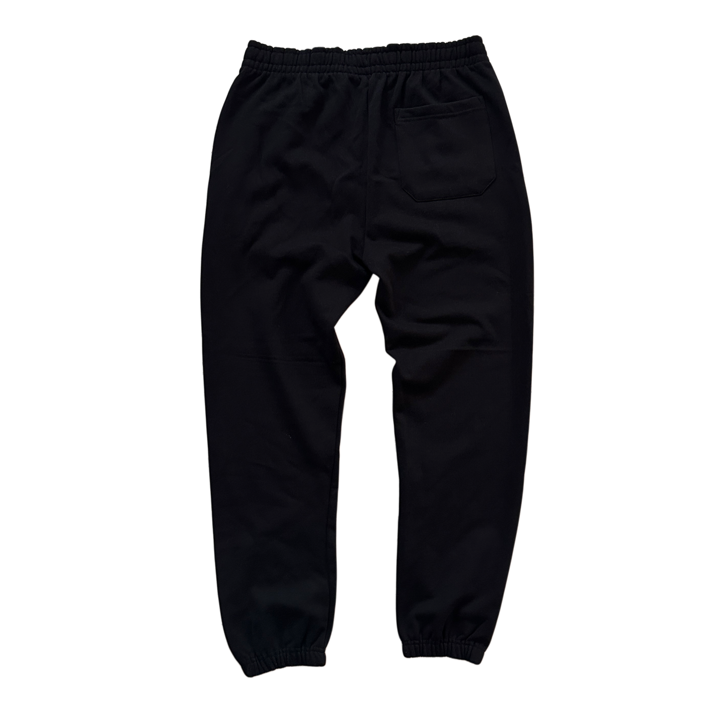 Back view of black sweatpants 