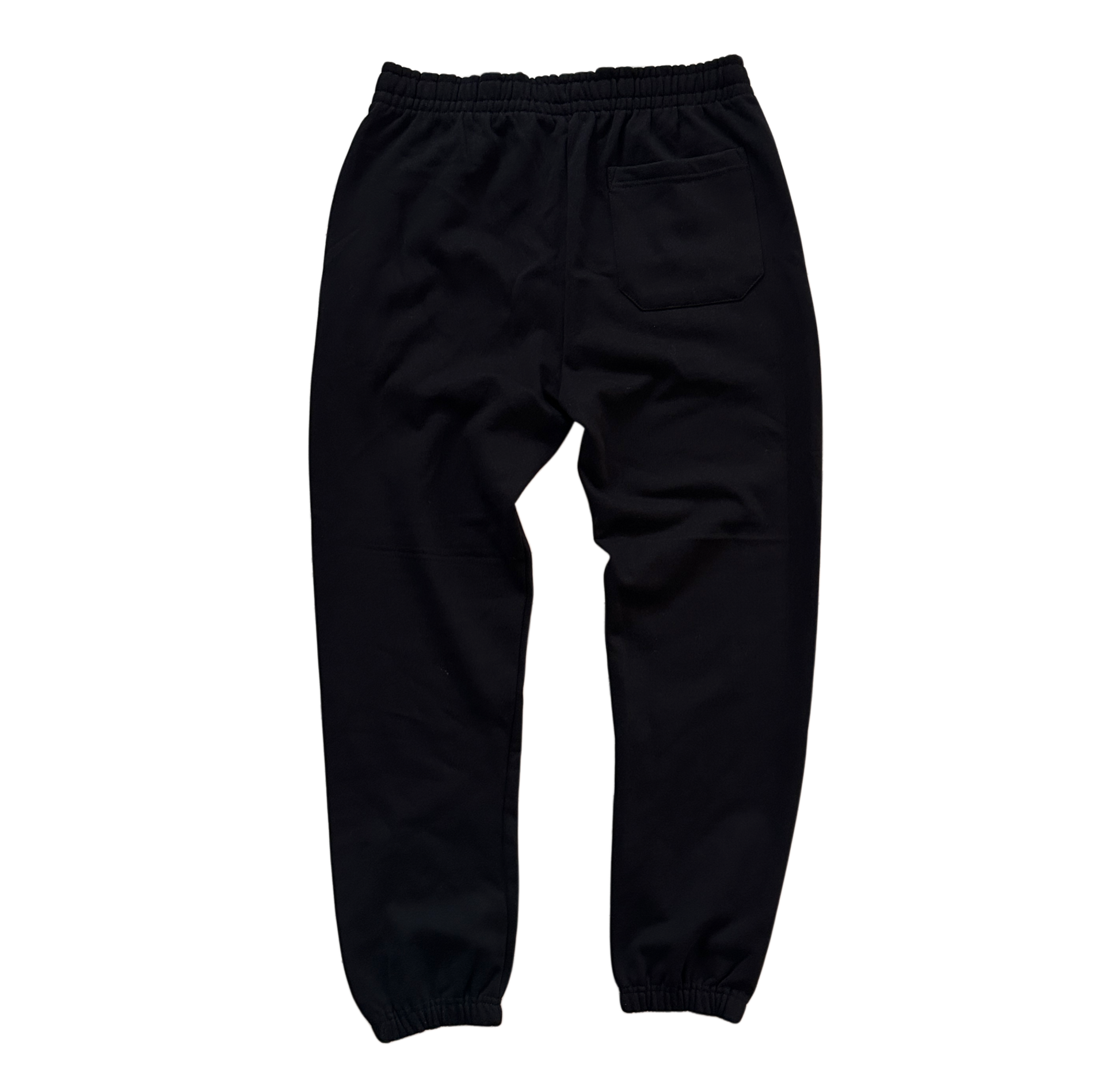 Back view of black sweatpants 