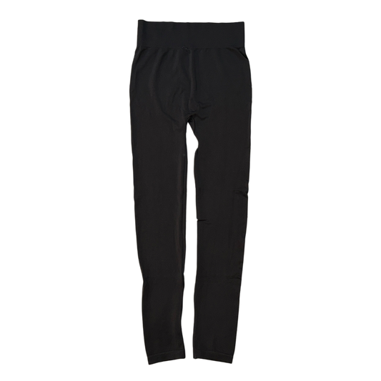 Back view of plain black compression leggings 