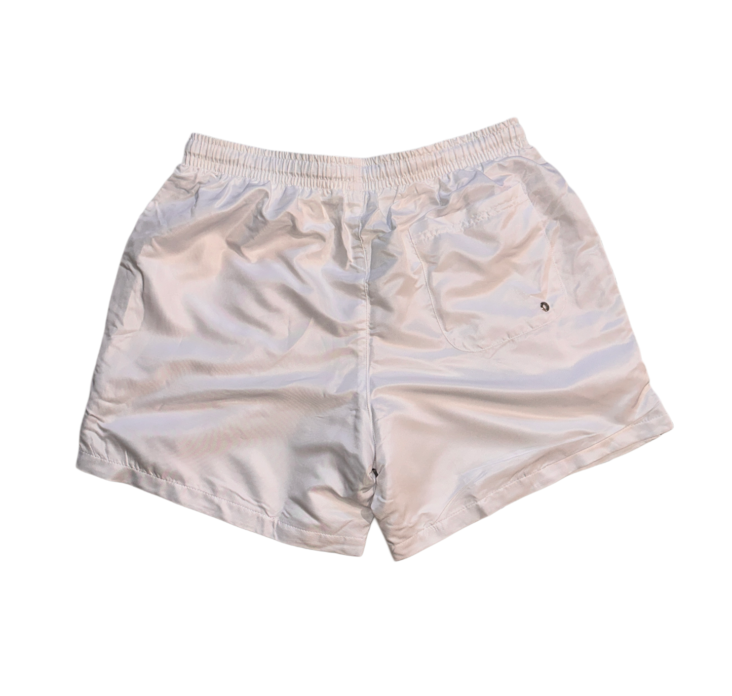 Back view of plain white trunks 