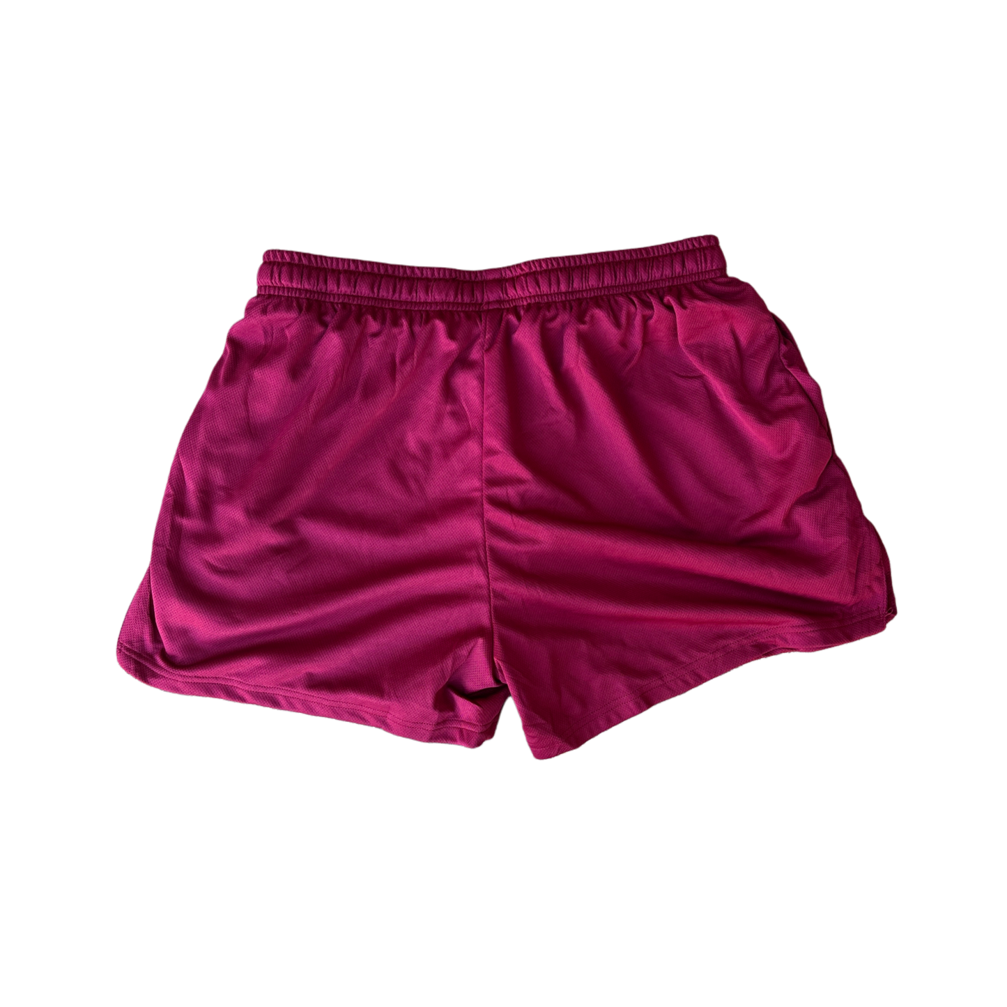 Back view of plain Maroon athletic shorts 